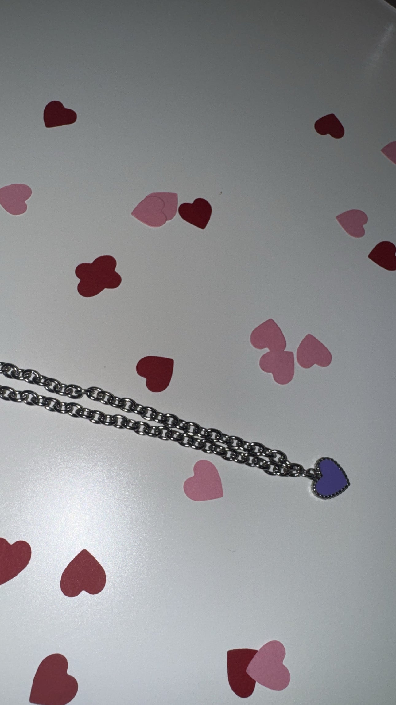 Bracciale acciaio inox inossidabile con ciondo cuore viola smaltato💜