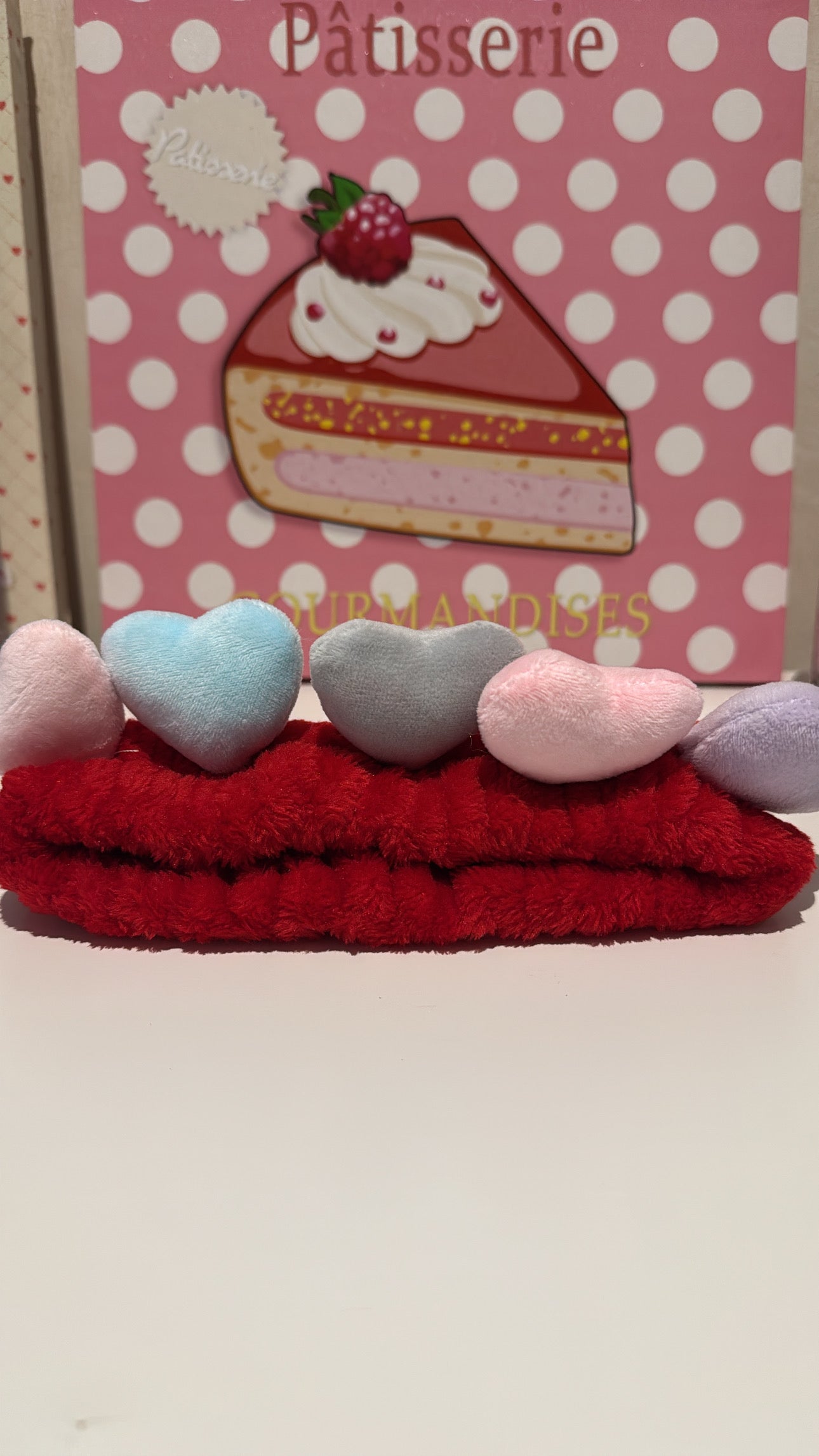 Fascia skincare con cuori 🩷🩵🩶💜 rosso