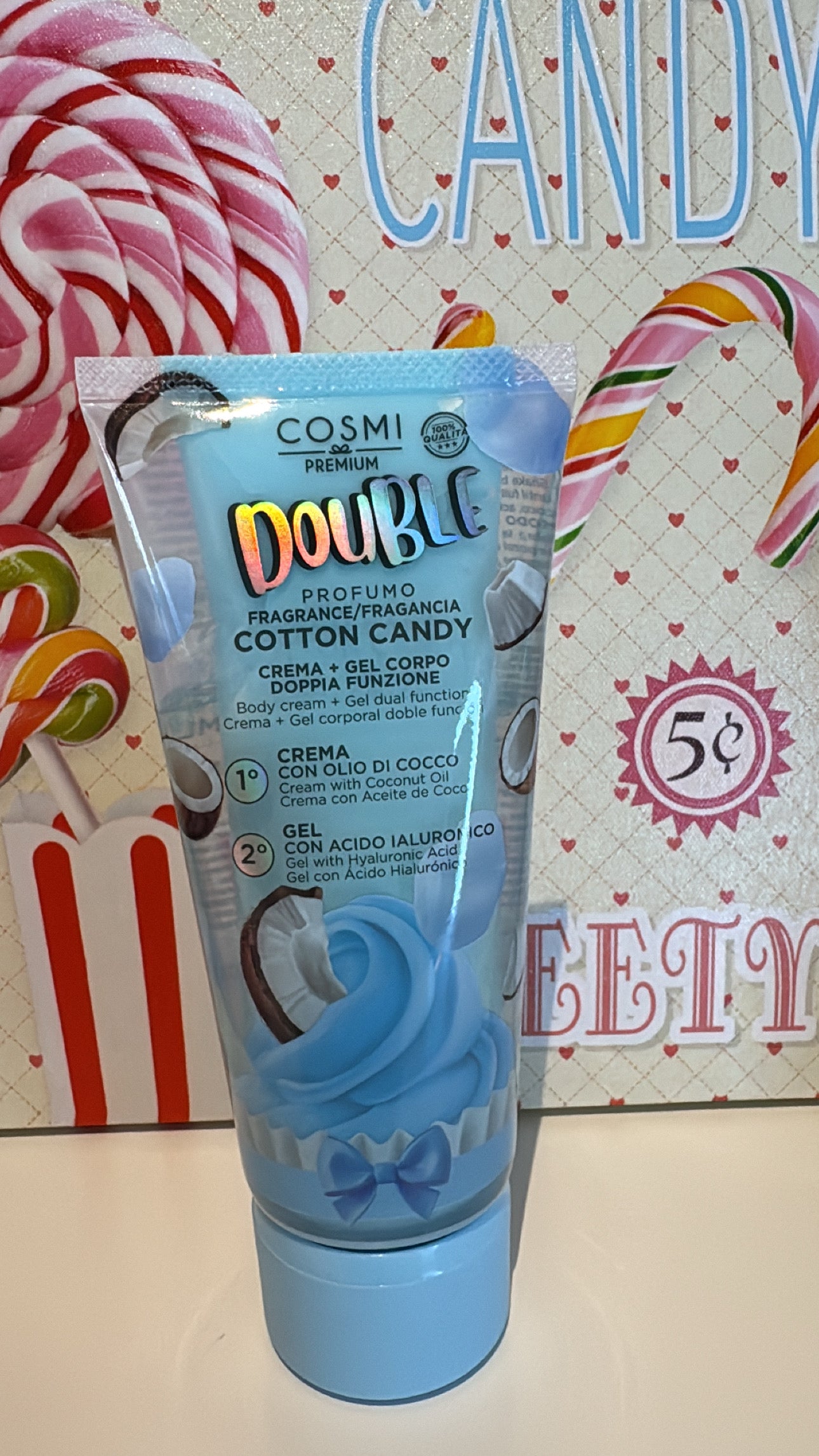 Crema corpo + gel cotton 🍭 con olio di cocco 🥥(con acido ialuronico)