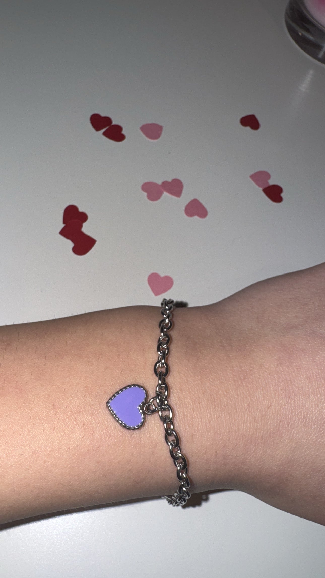 Bracciale acciaio inox inossidabile con ciondo cuore viola smaltato💜