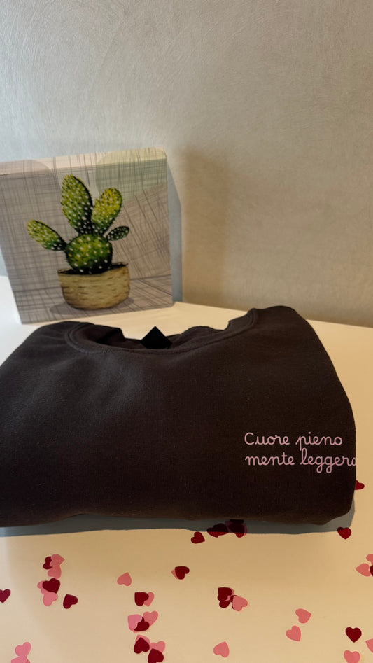Felpa “Cuore pieno Mente leggera” taglia M