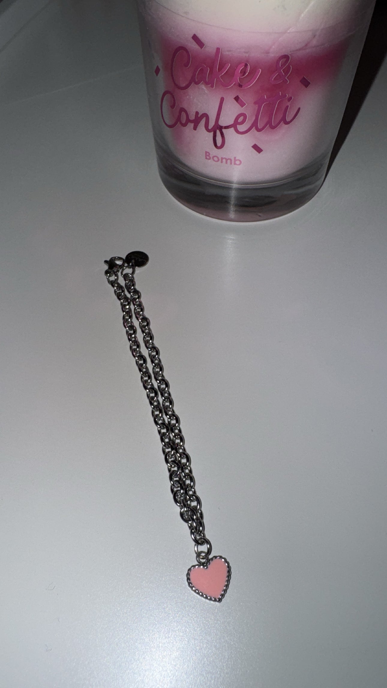 Bracciale con ciondolo cuore smaltato rosa🩷