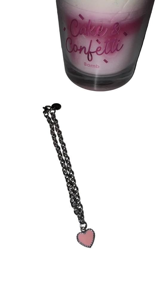 Bracciale con ciondolo cuore smaltato rosa🩷