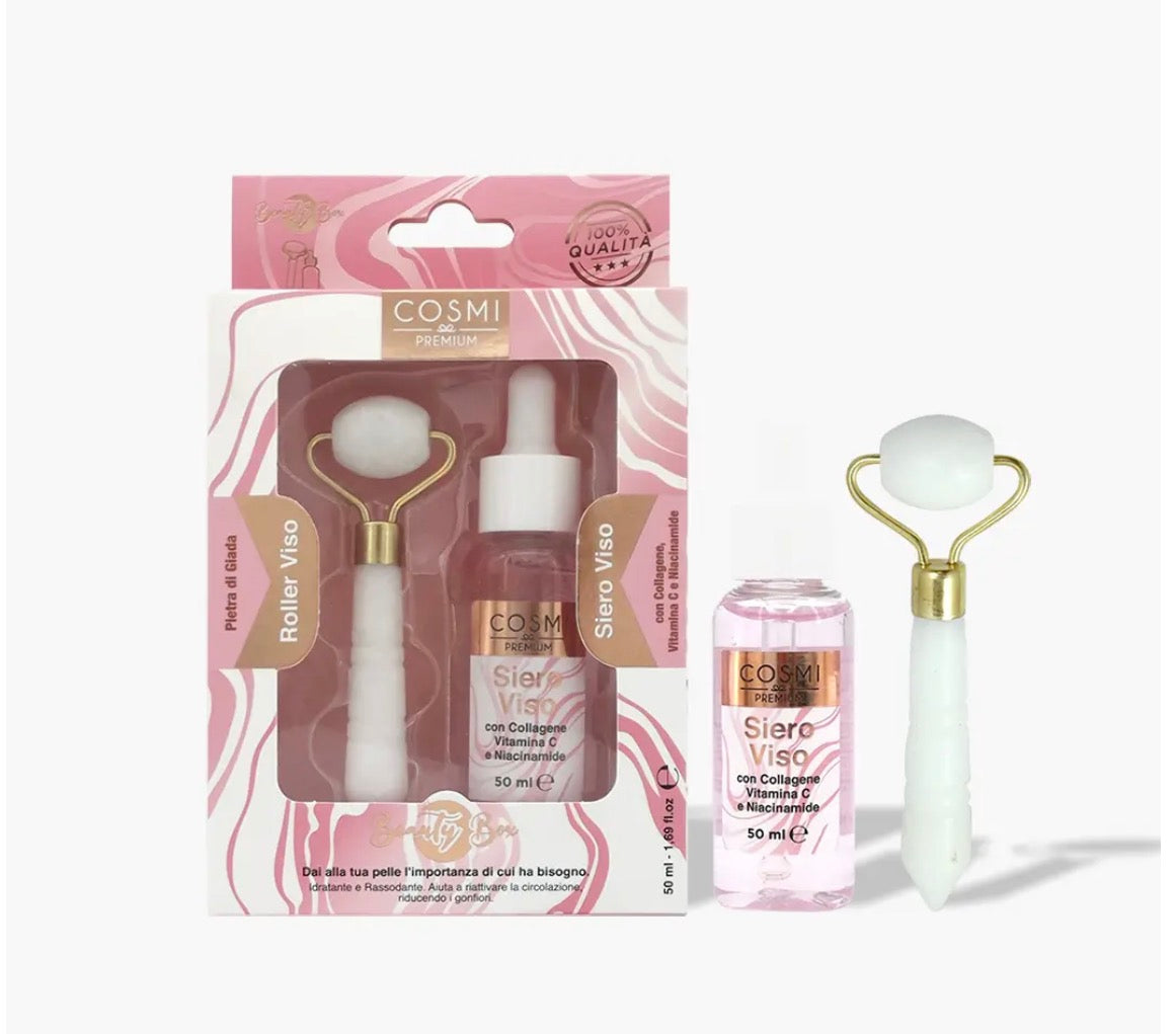 Set con siero viso (collagene,vitamina C,Niacinamide) + Roller viso