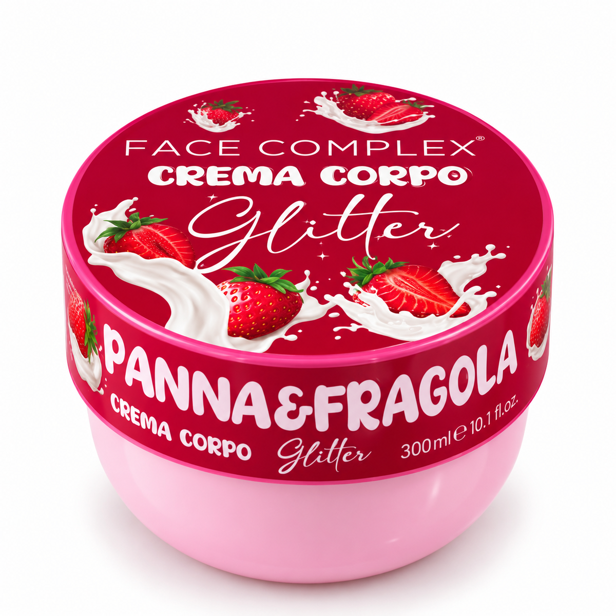 Crema corpo glitter panna e fragola 300 ml